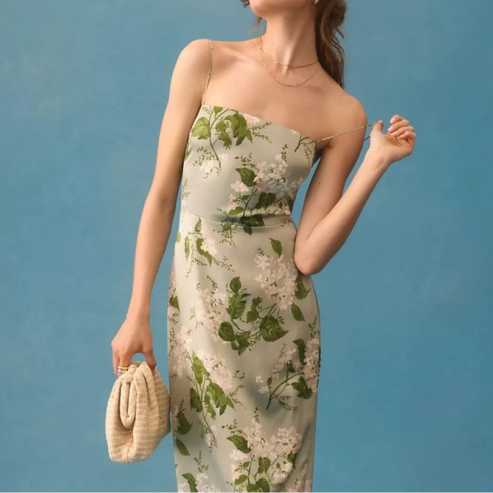 Reformation Frankie Silk Dress - Tea Garden